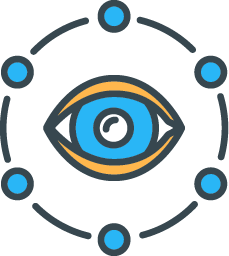 Illustration of an eye with circles and dots, representing email domain insights.
